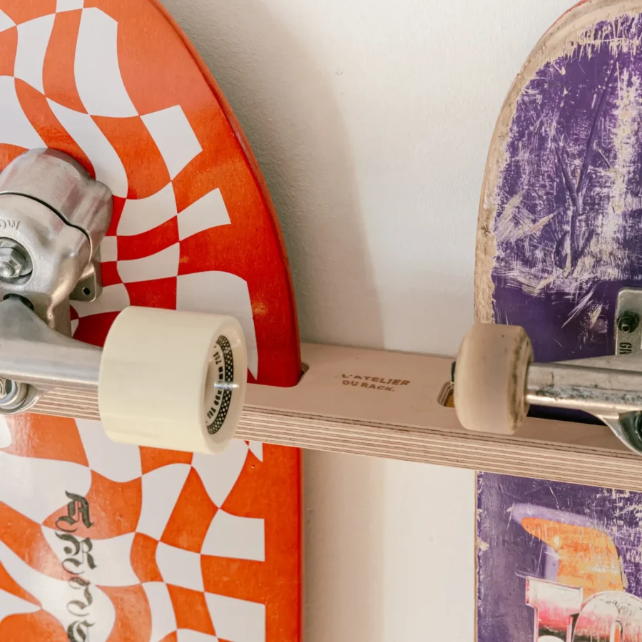 Support Skateboard Mural Bois Double | Rack Longboard