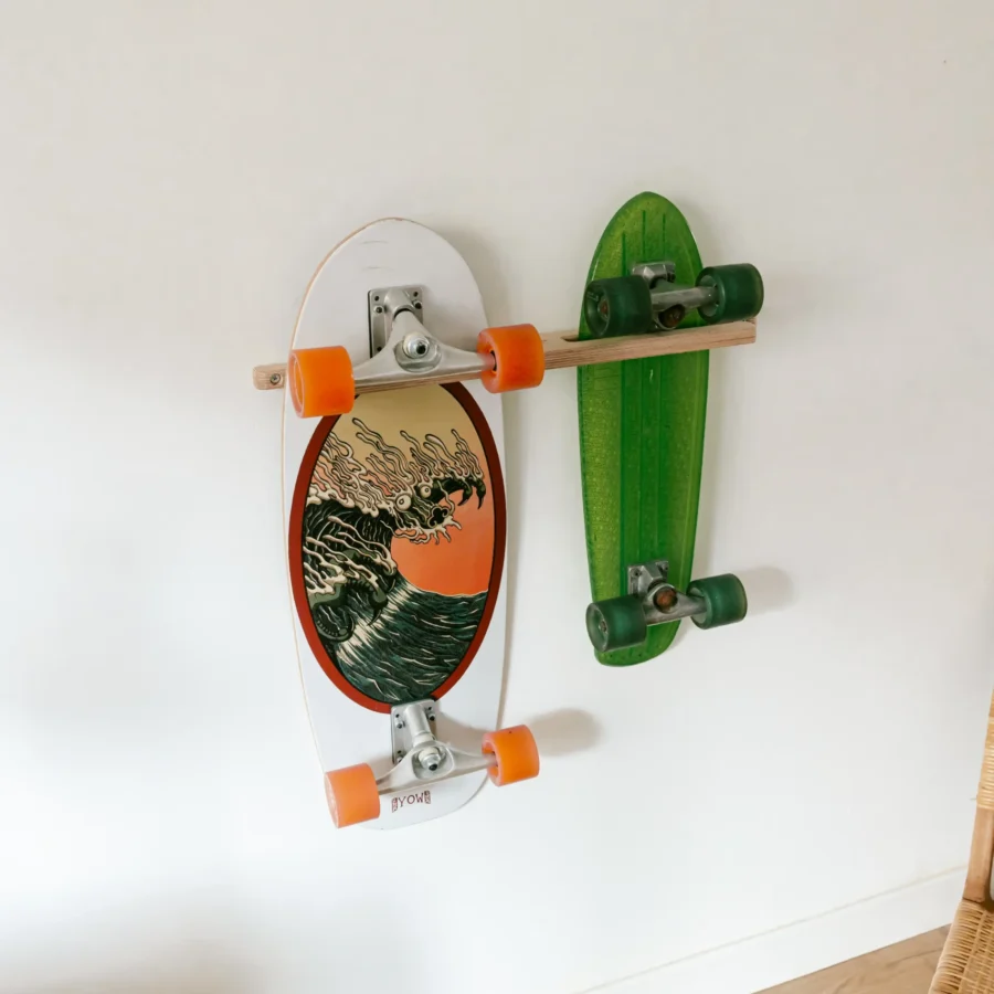 Support Skateboard Mural Bois Double | Rack Longboard