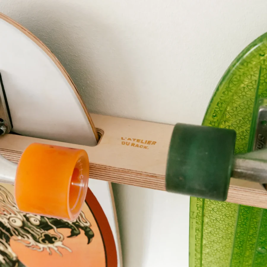 Support Skateboard Mural Bois Double | Rack Longboard